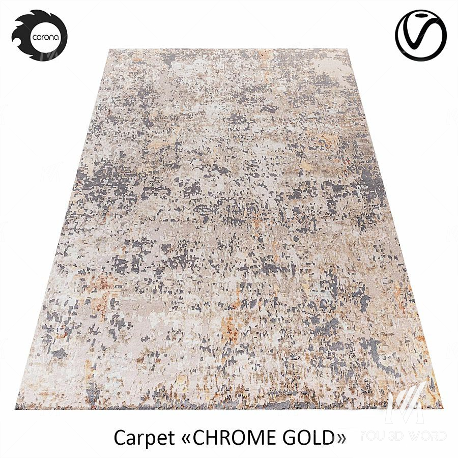 Indian wool rug CHROME GOLD ABSTRACT-1-MULTI